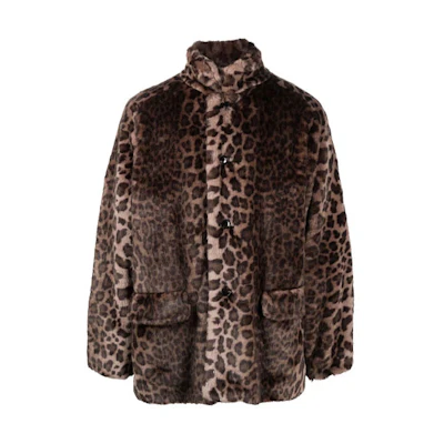Needles FW21 Faux Fur Leopard Print Jacket Brown () JO164BROWN