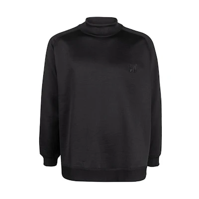 Needles FW21 Logo Embroidered Half-Turtleneck Pullover Sweatshirt Black JO232C