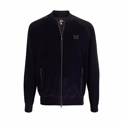 Needles FW21 Logo Embroidered Velvet Jacket Black JO227