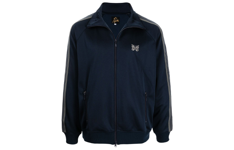 Needles FW21 Solid Side Stripe Zip Track Jacket Unisex Blue JO221A