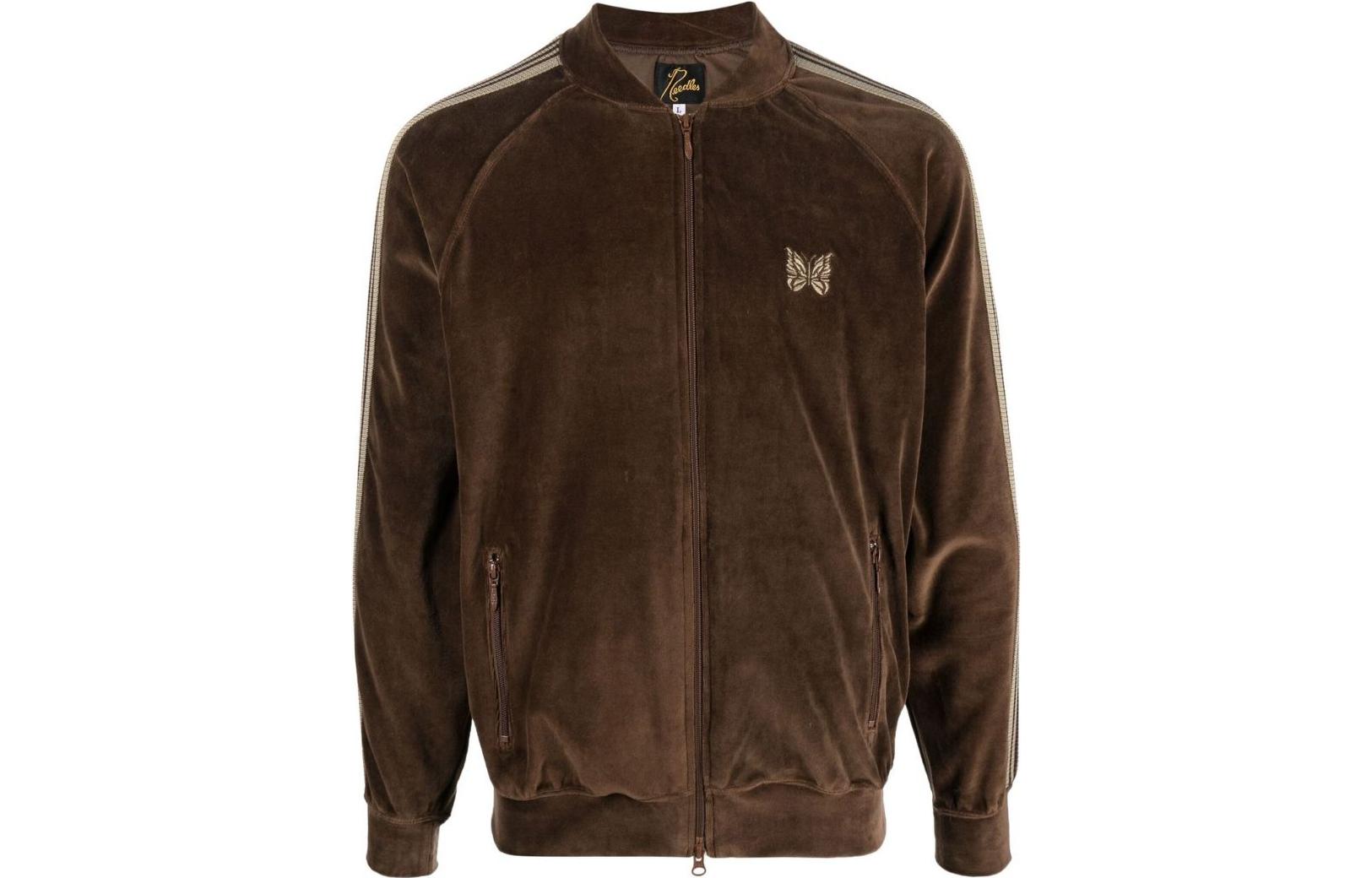 Needles FW22  Brown Velvet Butterfly Embroidered Bomber Jacket. LQ234-BROWN