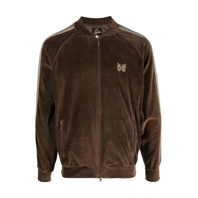 Needles FW22 Brown Velvet Butterfly Embroidered Bomber Jacket. LQ234-BROWN