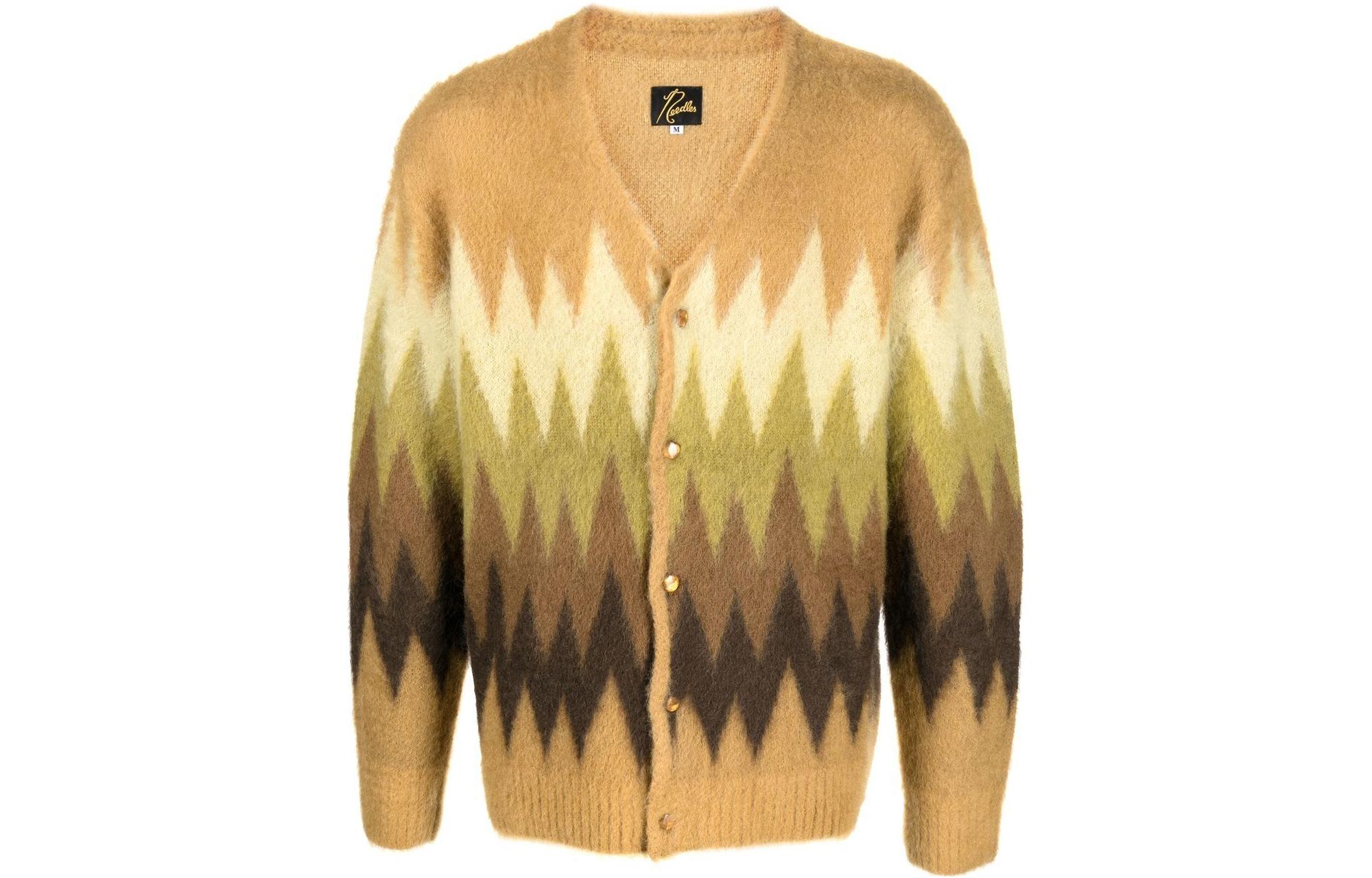 Needles FW22  Brown Zigzag Pattern Sweater. LQ274