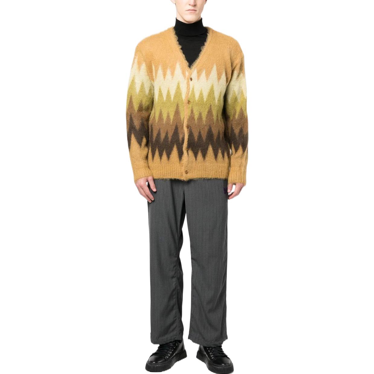 Lookbook Needles FW22 棕色鋸齒圖案針織毛衣 LQ274