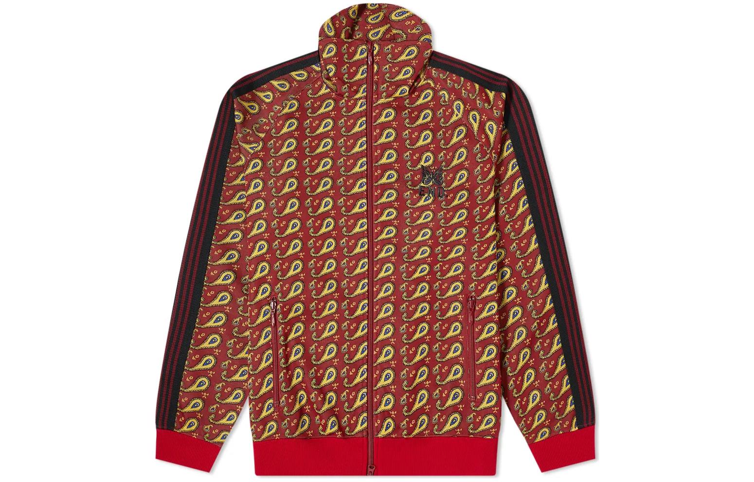 Needles FW22 All-Over Print High-Neck Red Zip Jacket for Men GL383-PSL