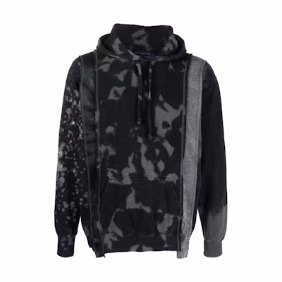 Needles FW22 Bleached Effect Drawstring Hoodie Black LQ315C