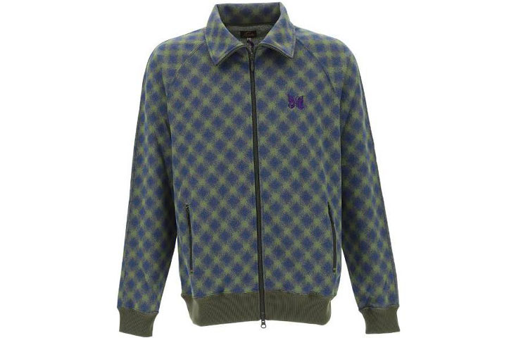 Needles FW22 Butterfly Embroidered Collared Jacket Men’s Teal Green LQ224-0650