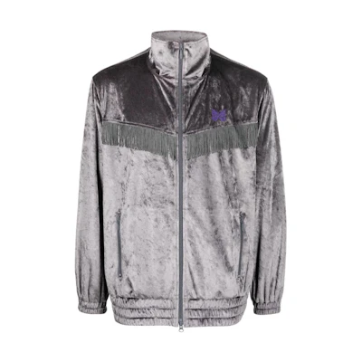 Needles FW22 Butterfly Embroidered Tassel Track Jacket Charcoal Grey IN188