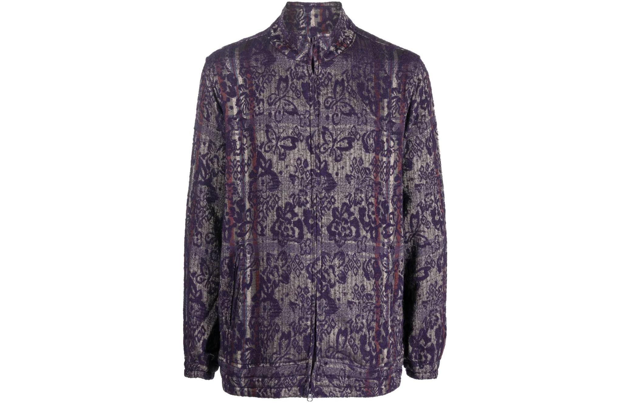Needles FW22 Butterfly Jacquard High Neck Zip Jacket Purple () LQ130