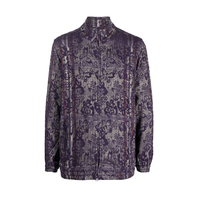 Needles FW22 Butterfly Jacquard High Neck Zip Jacket Purple () LQ130
