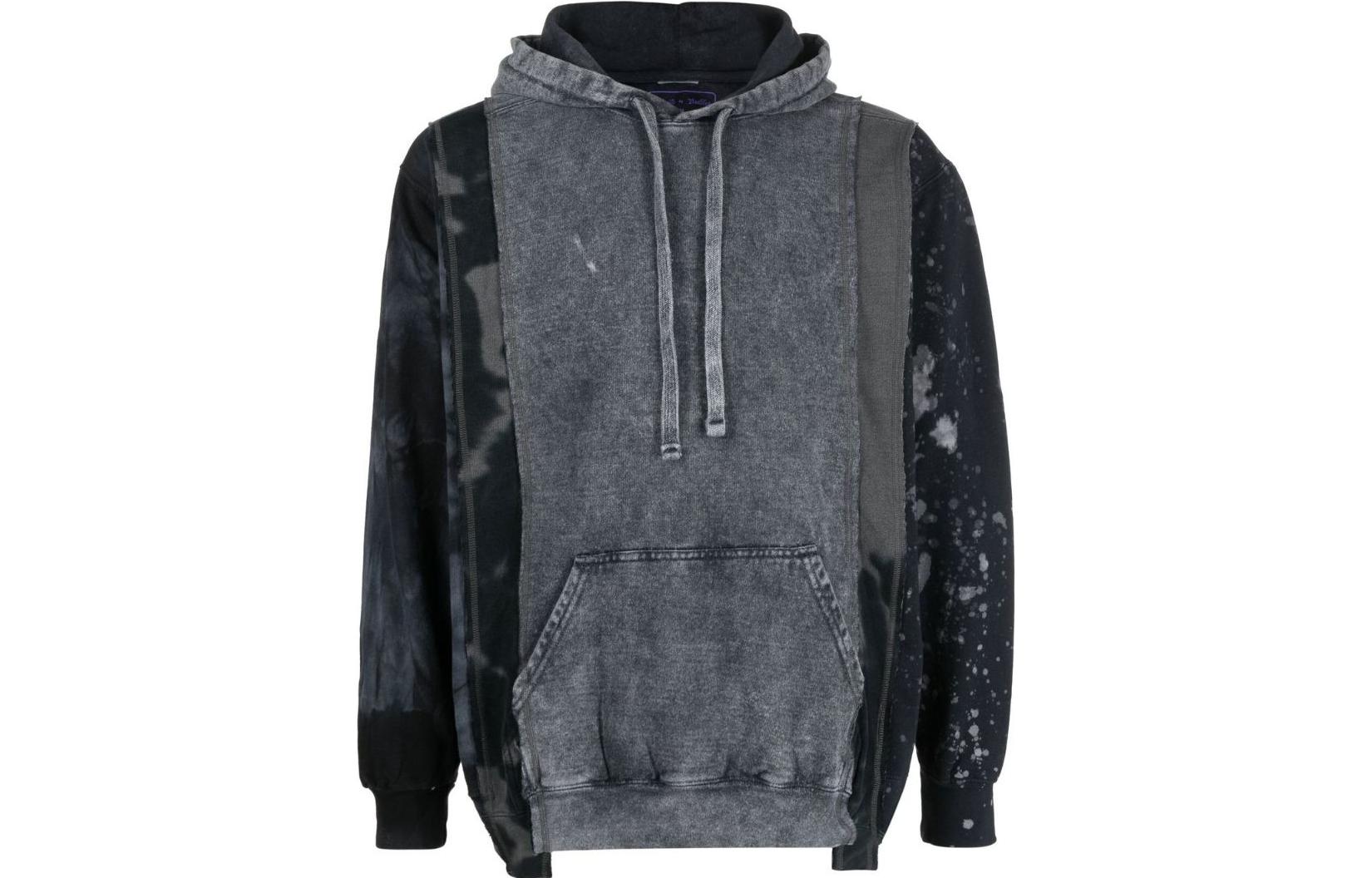 Needles FW22 Distressed Graphic Patchwork Hoodie Grey Men LQ315MULTI