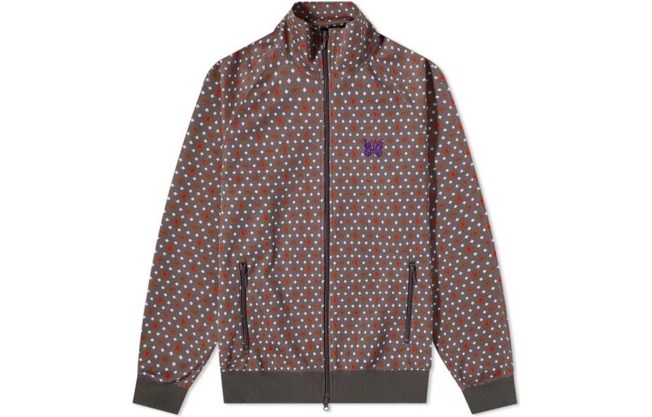 Needles FW22 Embroidered High Neck Jacket Brown KP212-DI