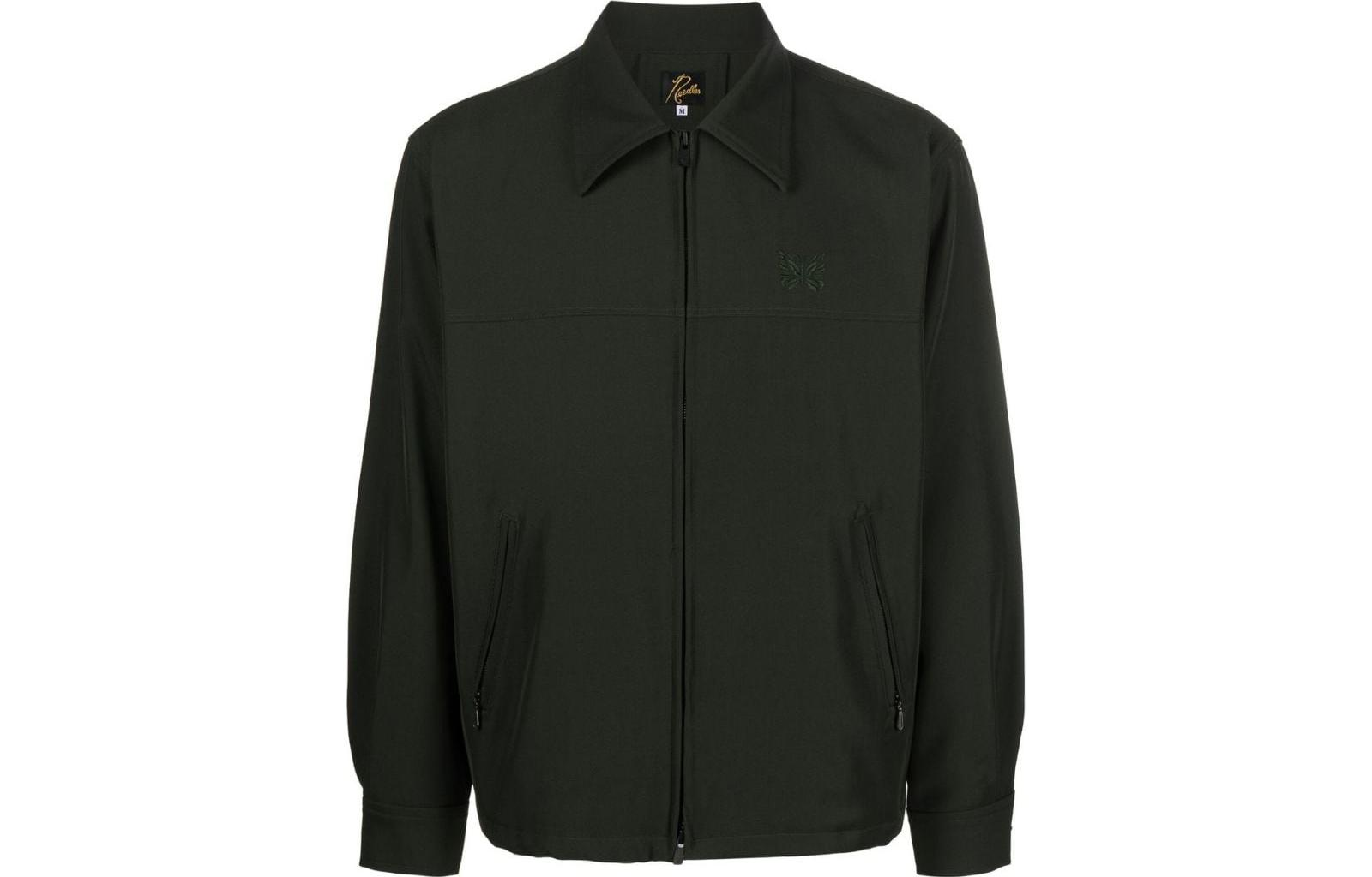 Needles FW22 Embroidered Logo Long Sleeve Jacket Black LQ168OLIVE