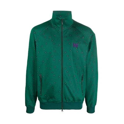 Needles FW22 Geometric Print Zip Neck Jacket Green () LQ224