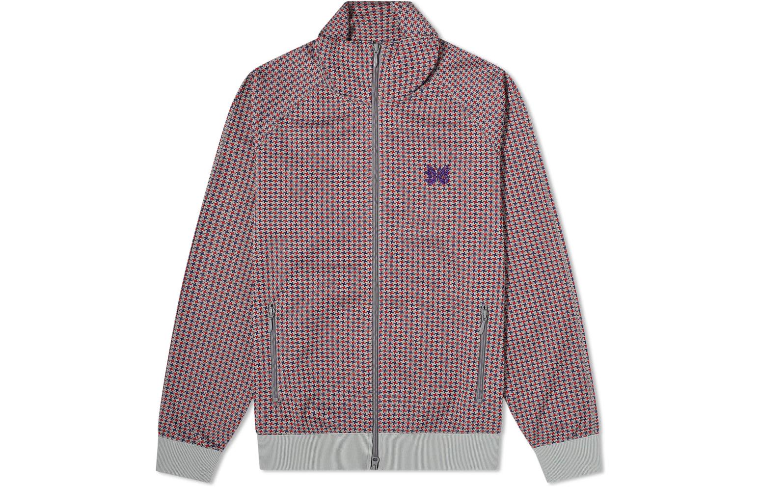 Needles FW22 Houndstooth Print Pink Stand Collar Jacket Men IN197-WDM