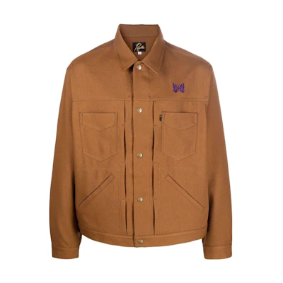 Needles FW22 Khaki Logo Embroidered Collared Button-Up Jacket LQ171
