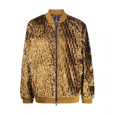 Needles FW22 Metallic Gold Zip-Up Jacket Long Sleeve Outerwear Gold LQ126