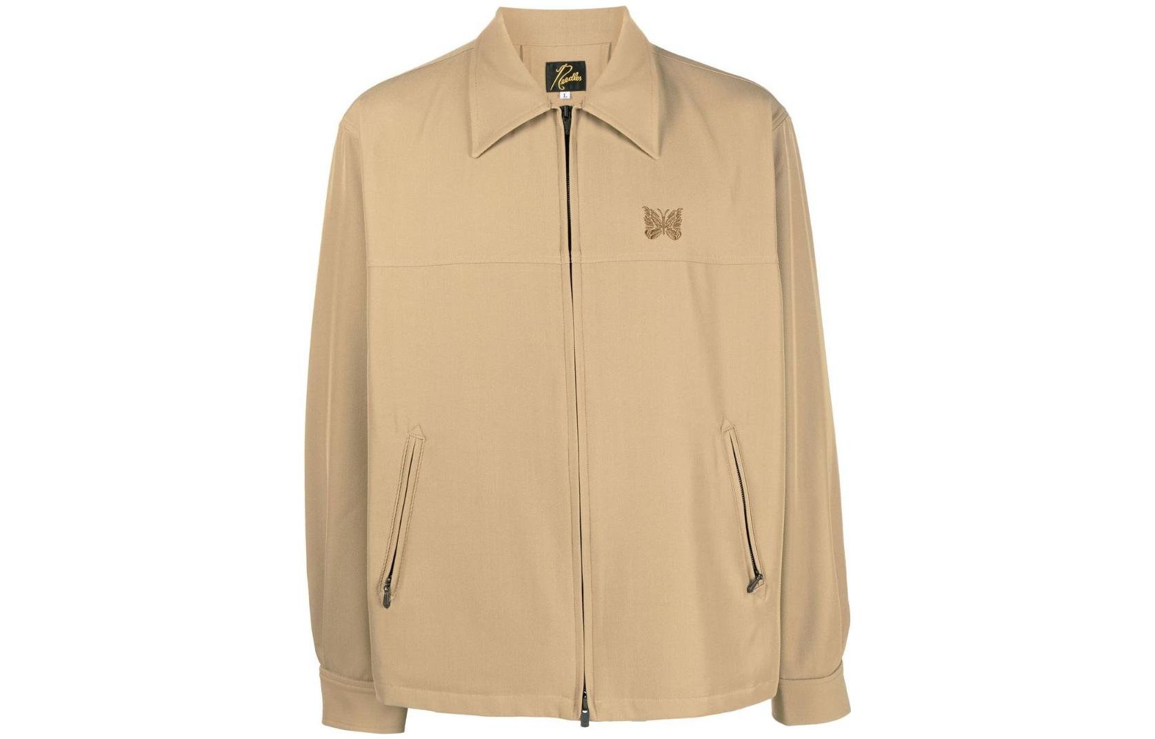 Needles FW22 Plain Logo Embroidered Long Sleeve Jacket Khaki () LQ168KHAKI
