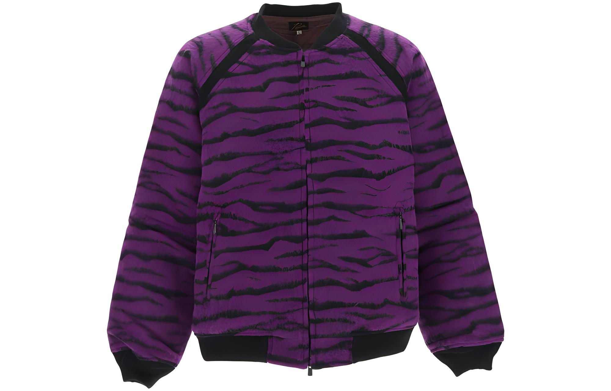 Needles FW22 Purple Tiger Print Long Sleeve Jacket LQ1120000930