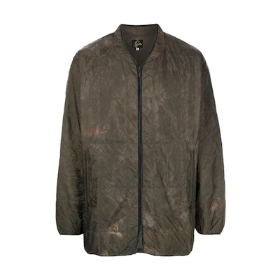 Needles FW22 Quilted Distressed Zip Jacket Brown Men JO177A