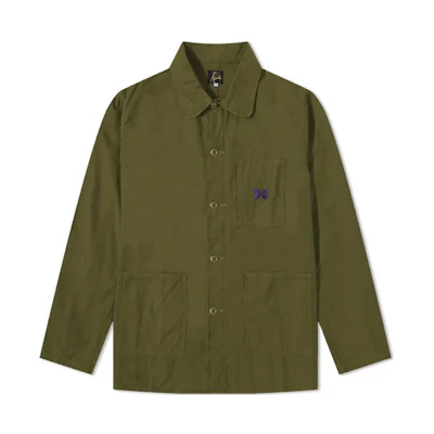 Needles FW22 Solid Color Embroidered Pocket Jacket Green KP191-OL