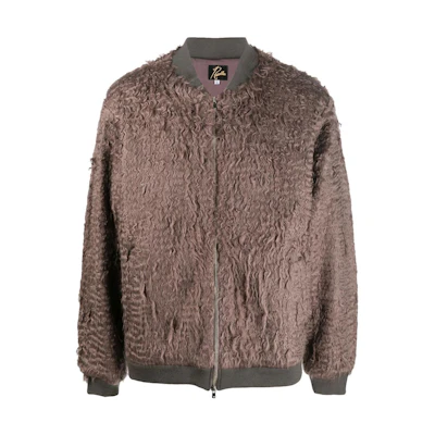 Needles FW22 Solid Fleece Texture Baseball Collar Jacket Brown Men’s LQ106