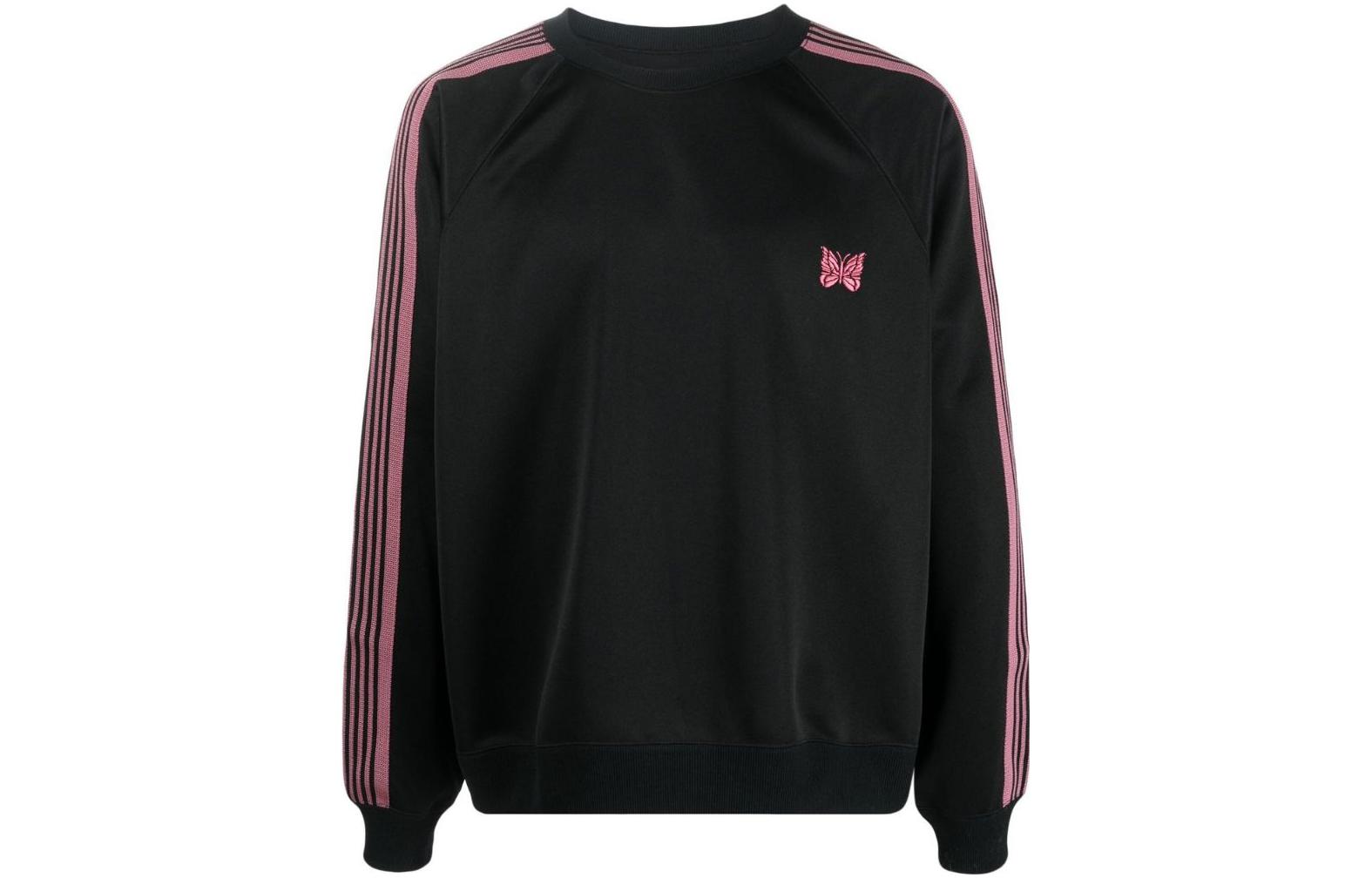 Needles FW22 Striped Crewneck Pullover Sweatshirt Black () LQ228BLACK