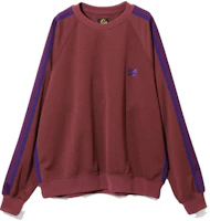 Needles FW23 Butterfly Embroidered Striped Crewneck Sweatshirt Brick Red Unisex NS245B Needles FW23 Butterfly Embroidered Striped Crewneck Sweatshirt Brick Red Unisex NS245B