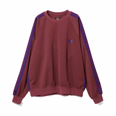 Needles FW23 Butterfly Embroidered Striped Crewneck Sweatshirt Brick Red Unisex NS245B