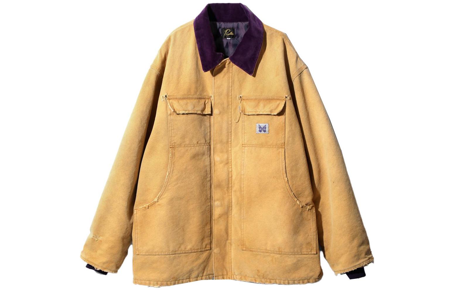 Needles FW23 Colorblock Zip-Up Collar Casual Jacket Unisex Khaki Brown NS157A