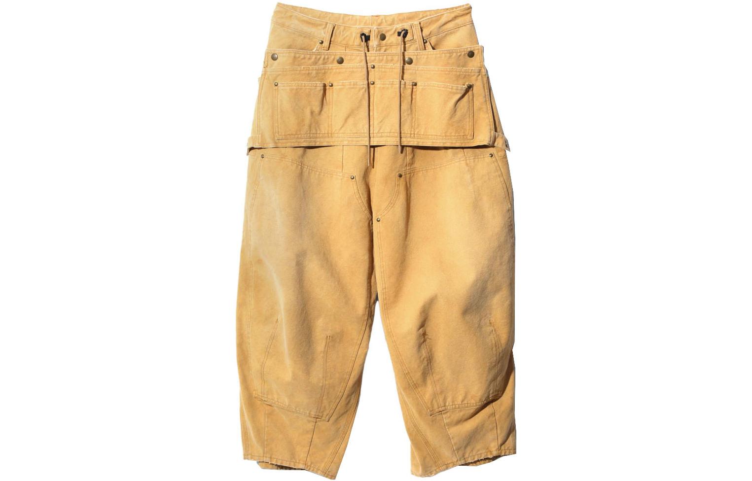 Needles FW23 Distressed Lace-Up Zipper Pants Unisex - Khaki NS159A