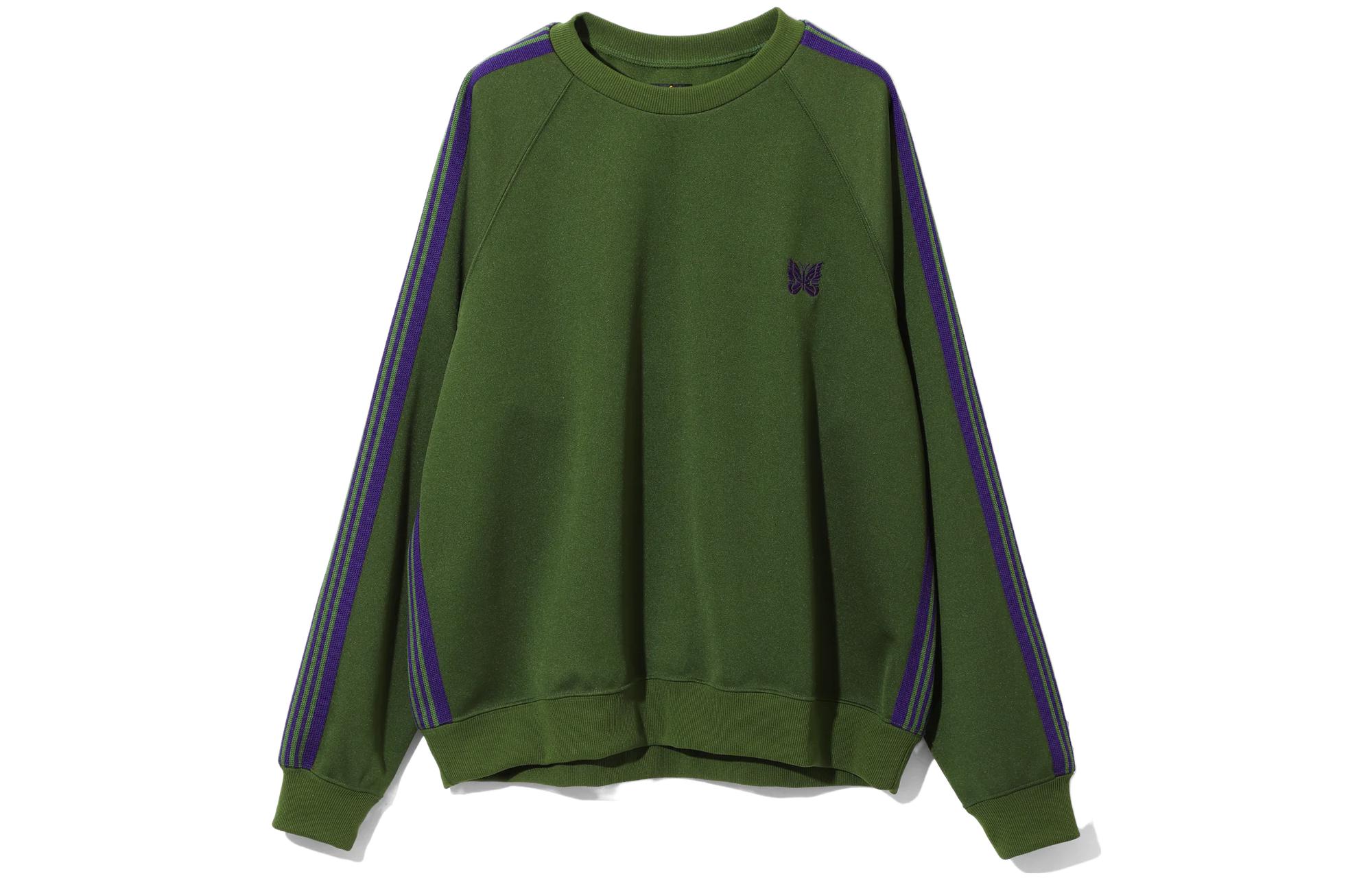 Needles FW23 Green Raglan Sleeve Crew Neck Sweatshirt Unisex Casual Top NS245A