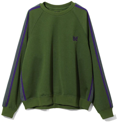 Needles FW23 Crew Neck Sweatshirt Hijau Unisex Kasual Lengan Raglan NS245A Buy Needles FW23 Crew Neck Sweatshirt Hijau Unisex Kasual Lengan Raglan NS245A