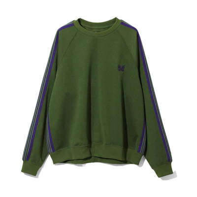 Needles FW23 Green Raglan Sleeve Crew Neck Sweatshirt Unisex Casual Top NS245A