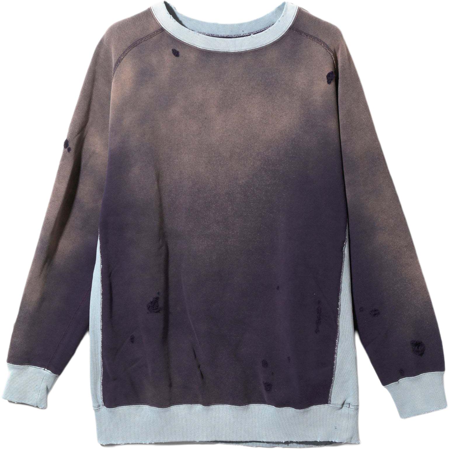 Needles FW24 Faded Crewneck Long Sleeve Sweatshirt Unisex Grey Blue PU292C