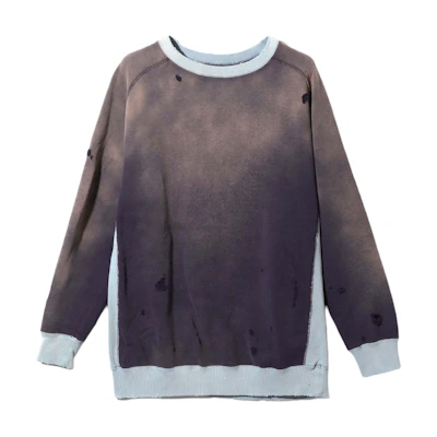 Needles FW24 Faded Crewneck Long Sleeve Sweatshirt Unisex Grey Blue PU292C