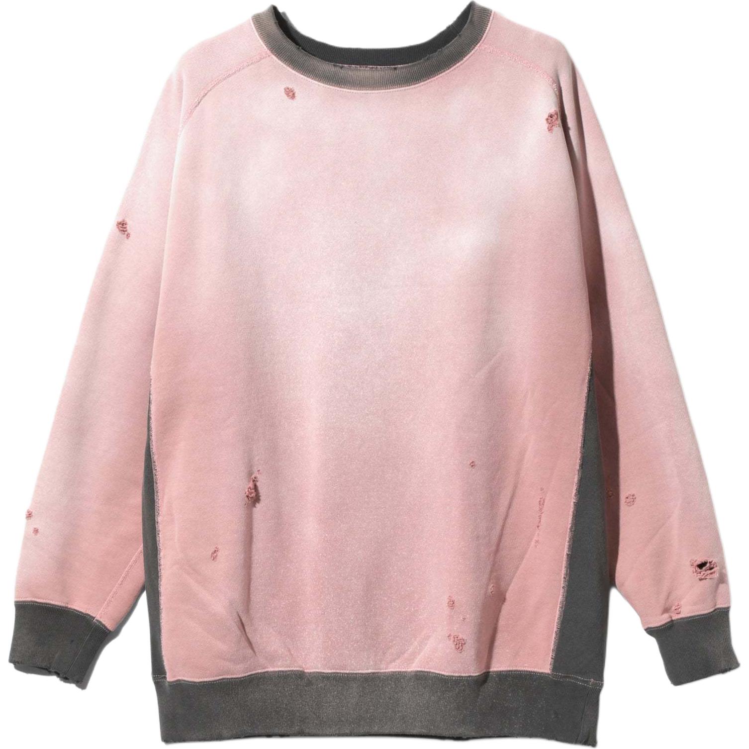 Needles FW24 Faded Crewneck Long Sleeve Sweatshirt Unisex Light Pink PU292B