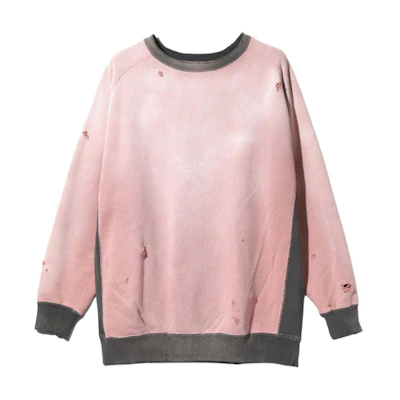 Needles FW24 Faded Crewneck Long Sleeve Sweatshirt Unisex Light Pink PU292B
