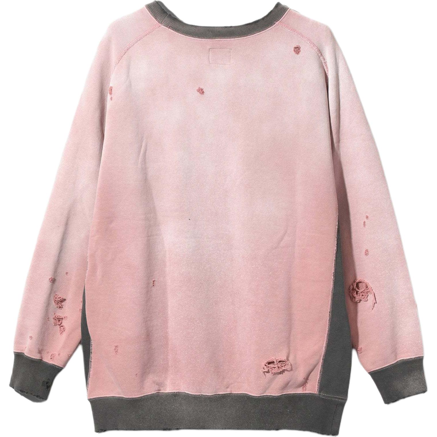 Lookbook Needles FW24 Faded Crewneck Long Sleeve Sweatshirt Unisex Light Pink PU292B