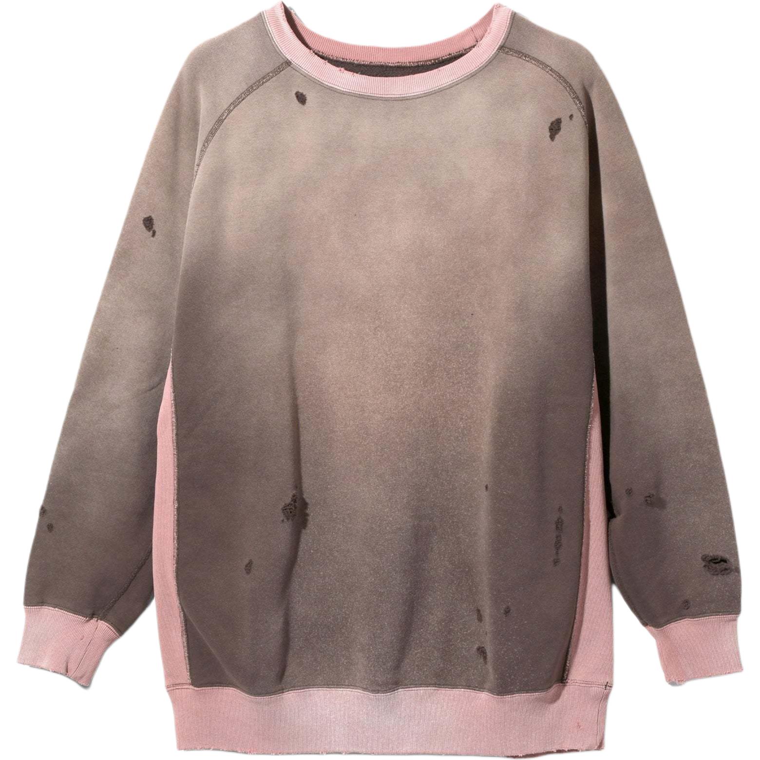 Needles FW24 Faded Effect Crewneck Long Sleeve Sweatshirt Unisex Grey Pink PU292D