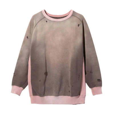 Needles FW24 Faded Effect Crewneck Long Sleeve Sweatshirt Unisex Grey Pink PU292D