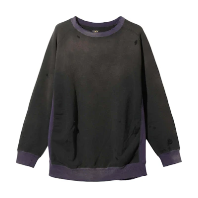 Needles FW24 Faded Effect Unisex Crewneck Long Sleeve Sweatshirt Purple PU292E