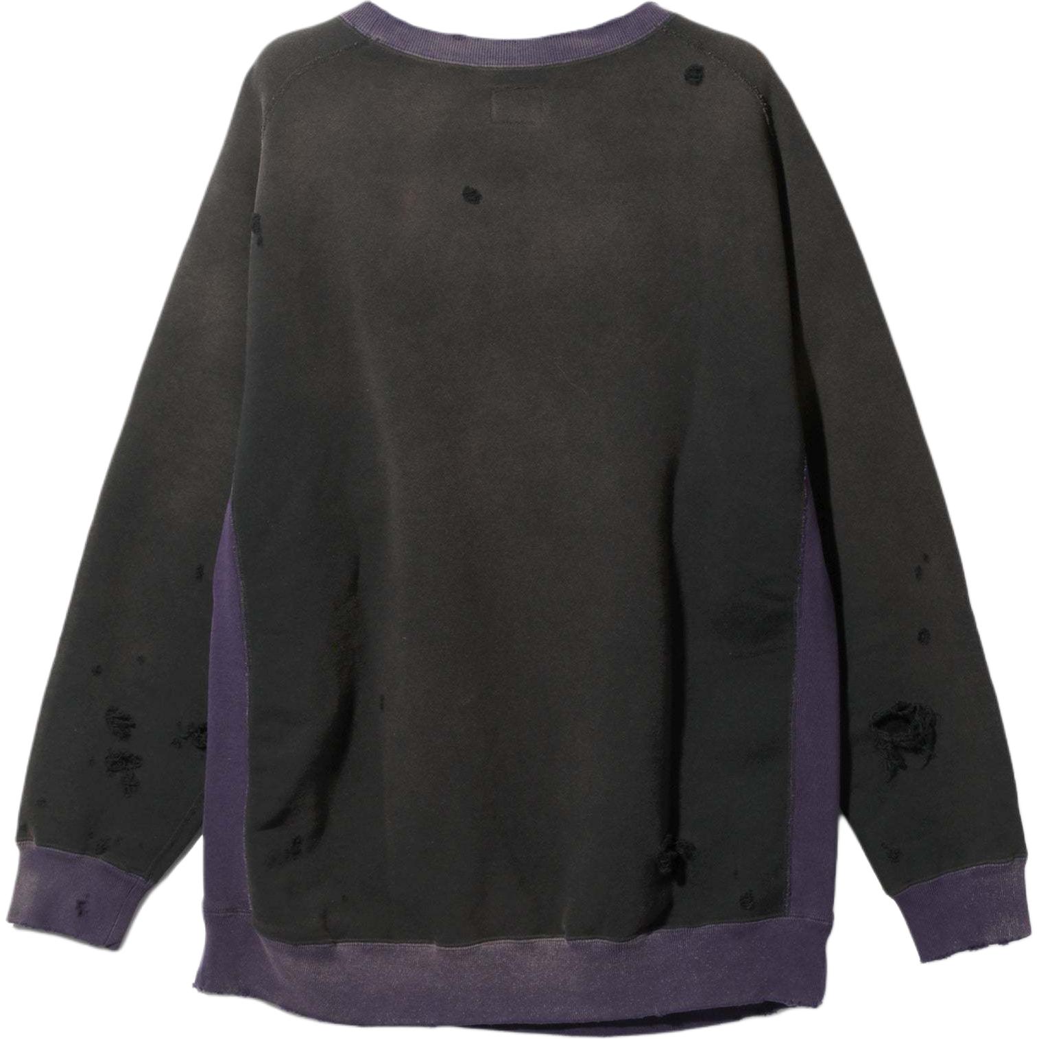 Lookbook Needles FW24 Faded Effect Unisex Crewneck Long Sleeve Sweatshirt Purple PU292E