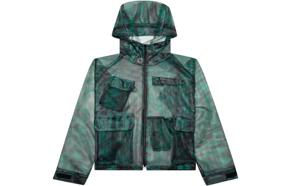Needles Green Hooded Jacket with Chest Pocket MR686-NATI