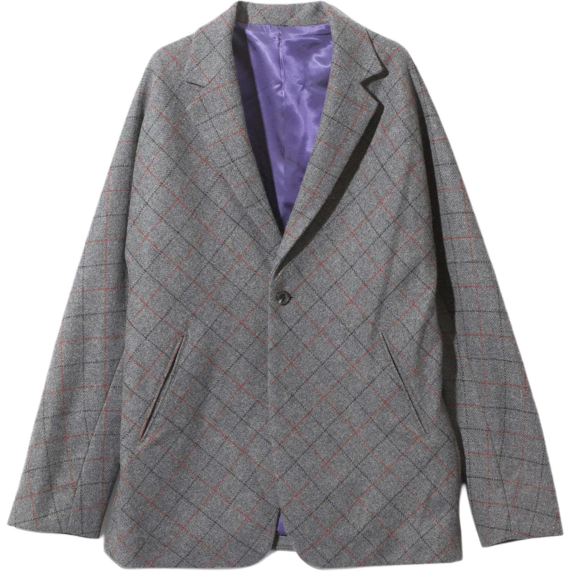 Needles Grey Plaid Flannel One-Button Loose Fit Jacket PU146B