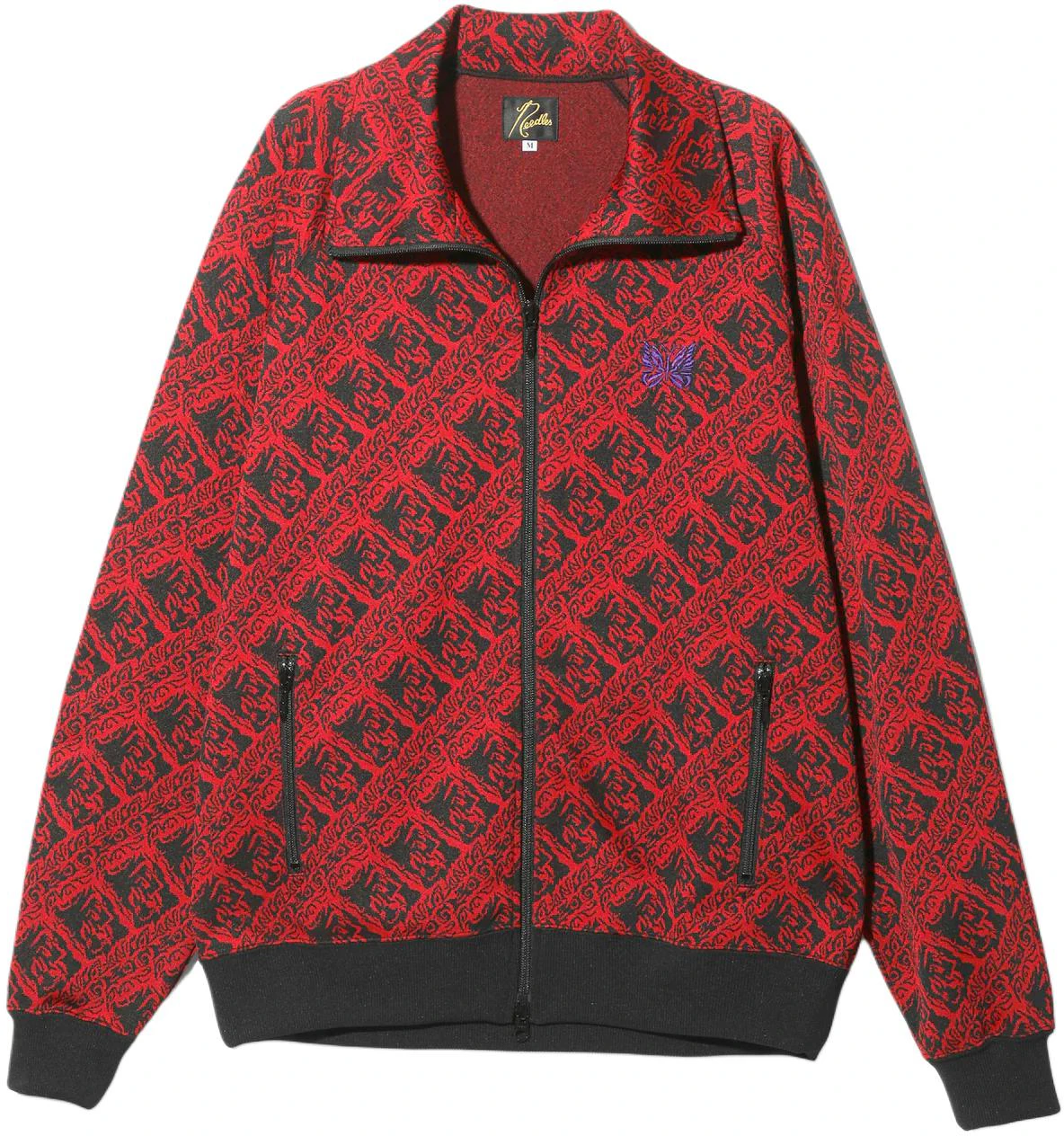needles-jacquard-butterfly-collared-zip-jacket-unisex-red-ot-224-b