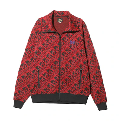 Needles Jacquard Butterfly Collared Zip Jacket Unisex Red OT224B
