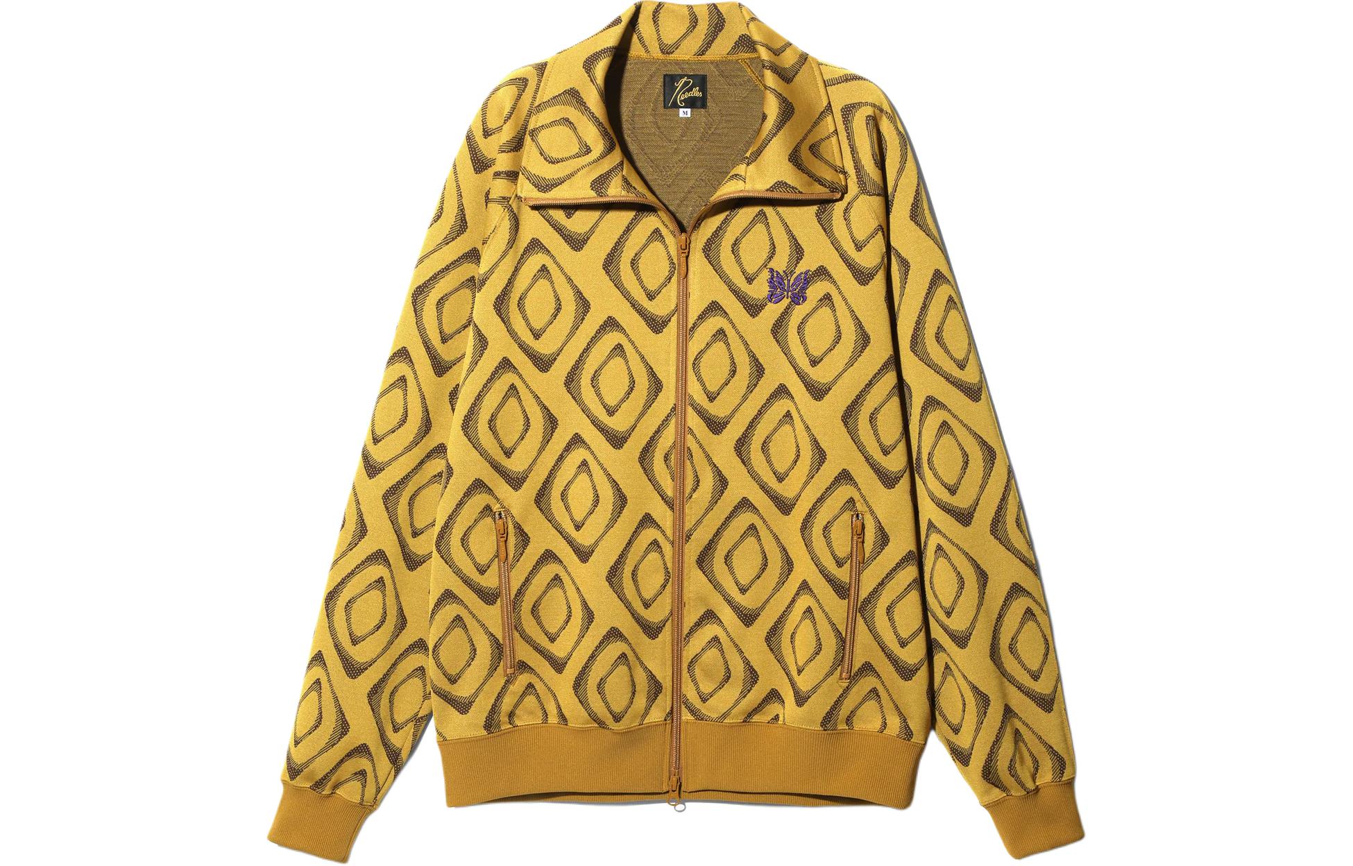 Needles Jacquard Butterfly Zip Jacket Yellow Unisex OT224D