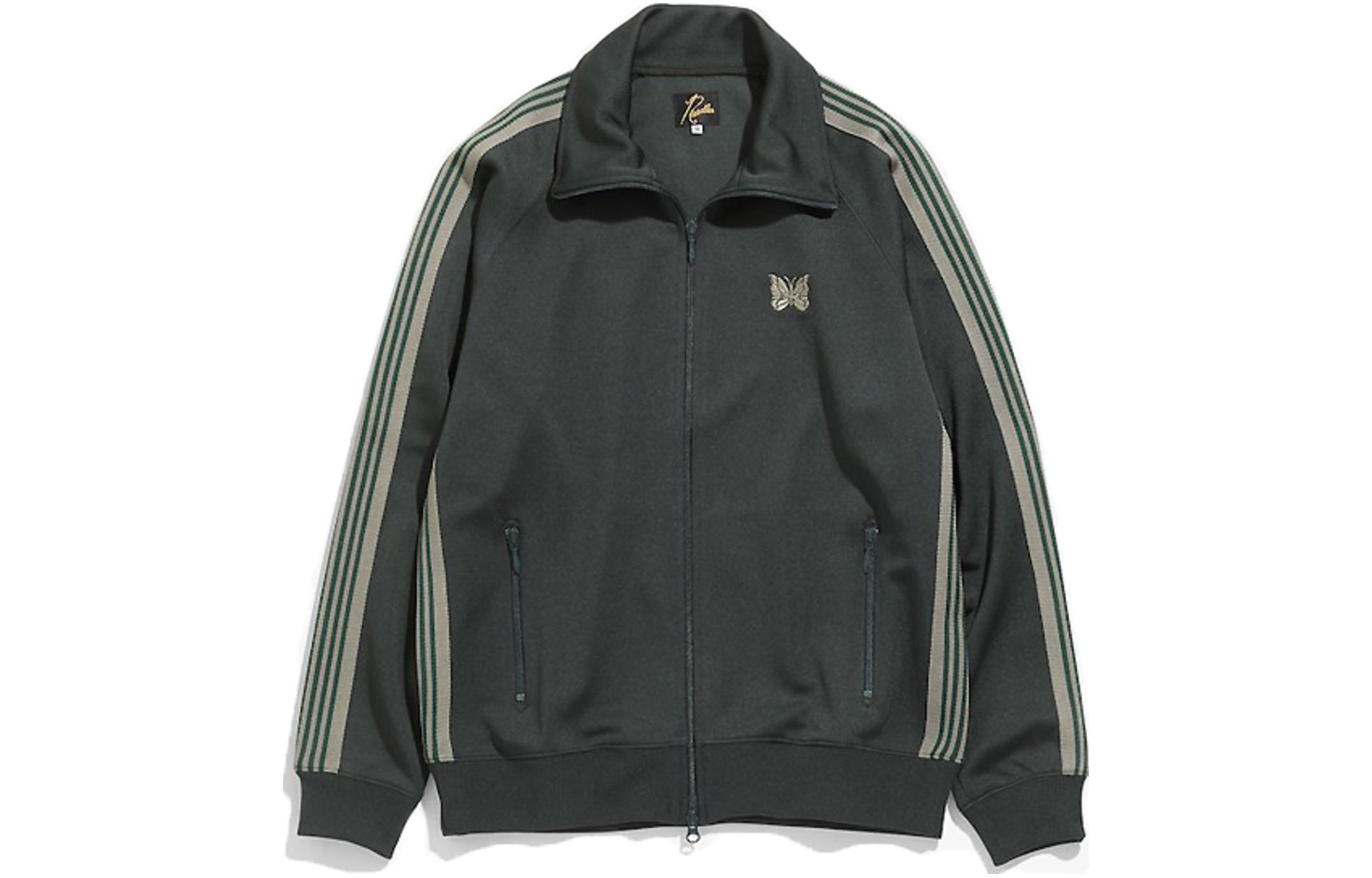 Needles Logo Embroidered Track Jacket Military Green Unisex JO221D