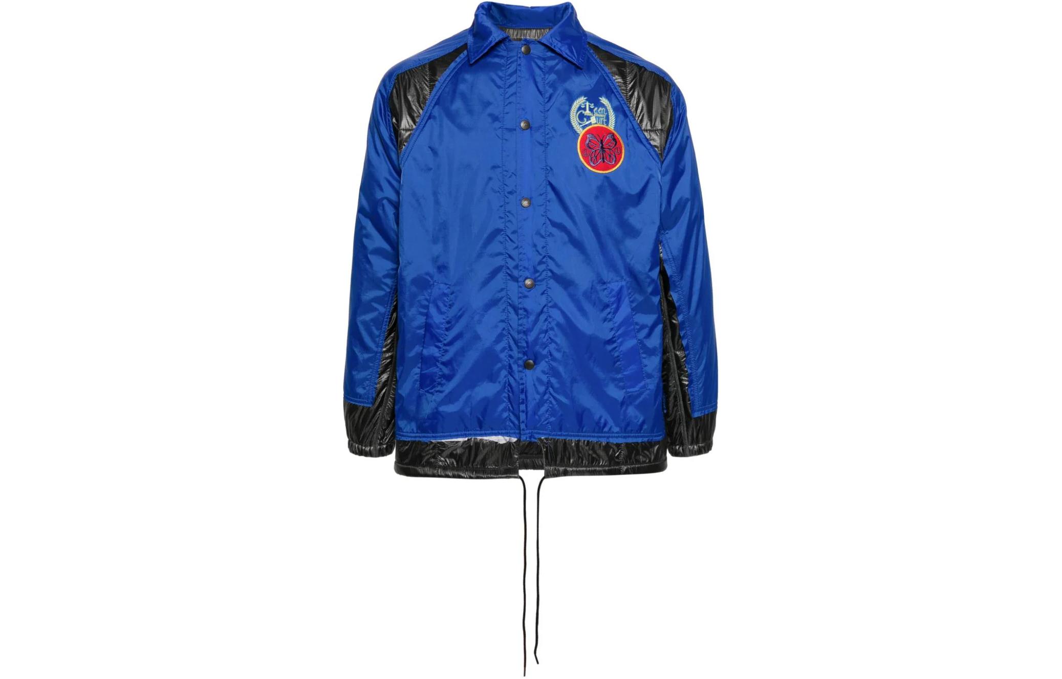 Needles Logo Patchwork Single-Breasted Jacket Blue Long Sleeve Coat NS2992